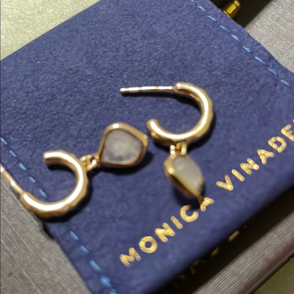 MONICA VINADER rose gold pink quartz nugget Earrings - Picture 8 of 8